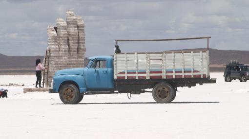 Lithium mining truck in Colchani, Salar de Uyuni, Bolivia
