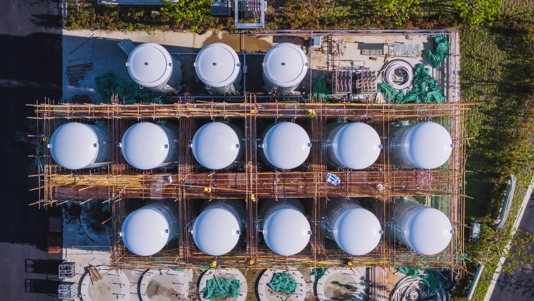Green hydrogen tank construction site