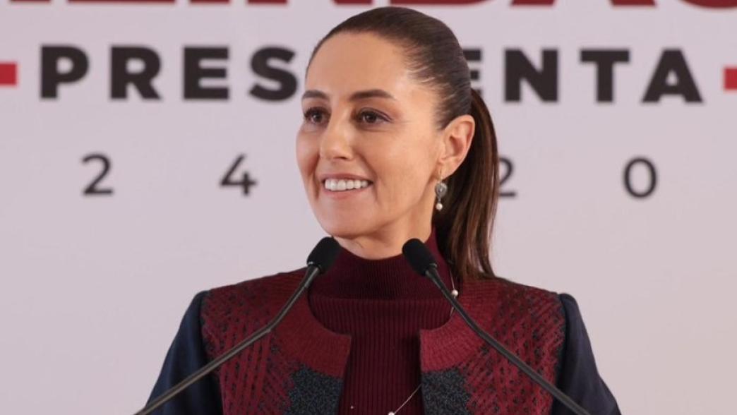 Photo showing Claudia Sheinbaum speaking at a podium