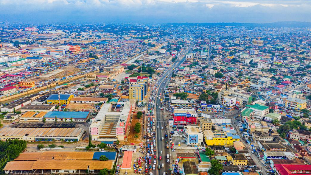 An aerial shot of Accra during the day time