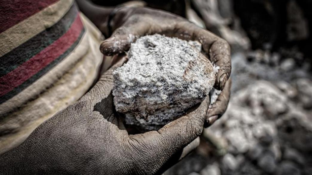 Person holding minerals