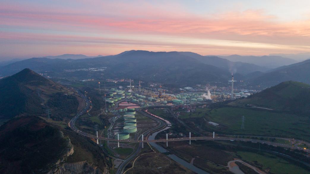 Aerial view of oil refinery