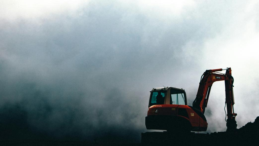 A bulldozer at a mining site