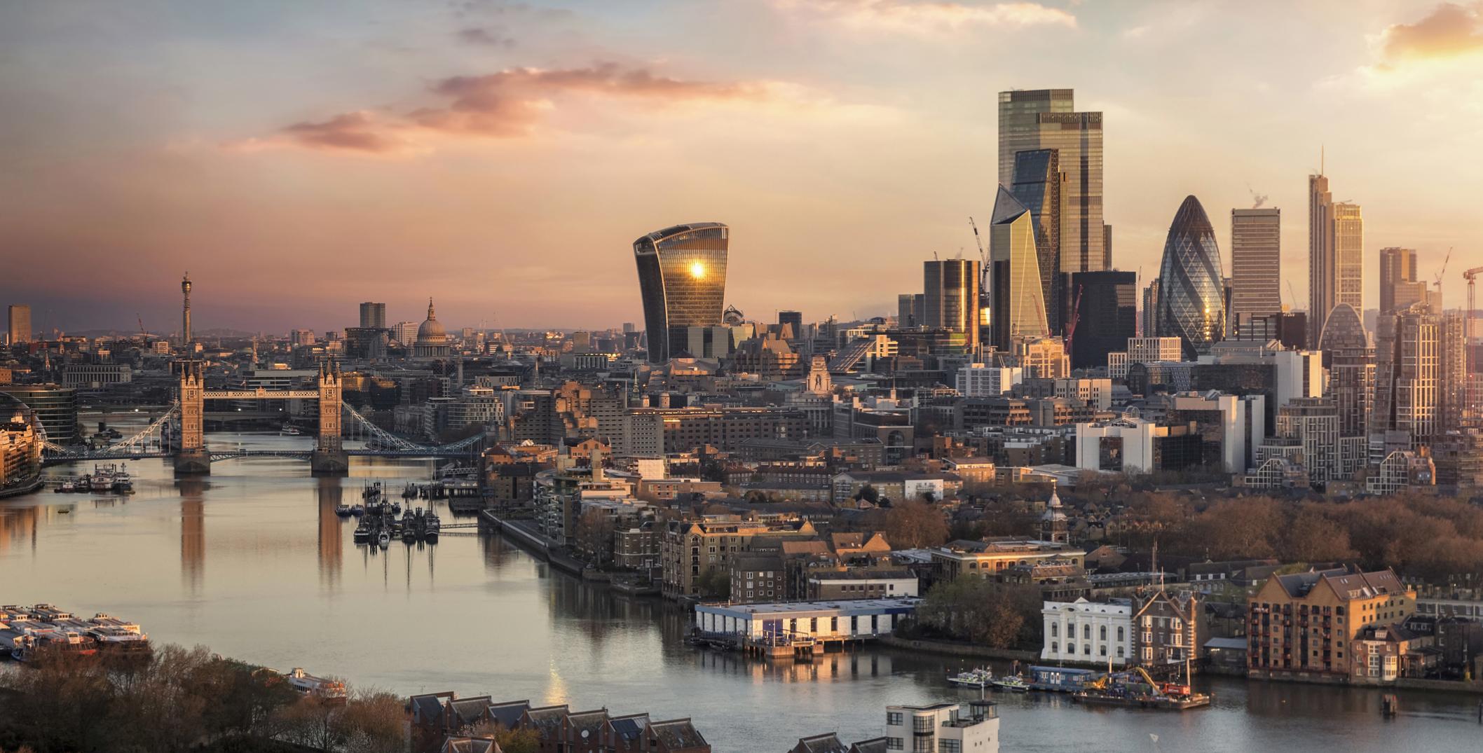 View of London at sunset
