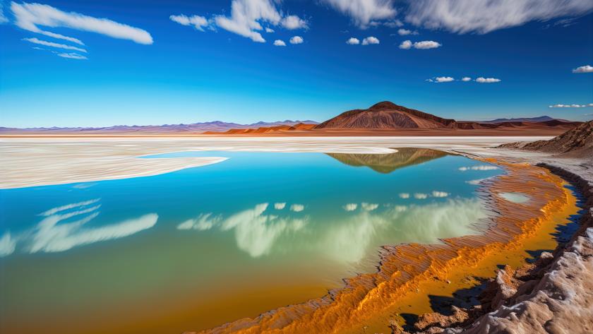Impresionantes vistas de la laguna de agua salada, desierto de Atacama, Chile. lukaszdesigns/Freepik