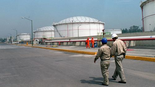 Workers on the walk at Pemex facility in Mexico