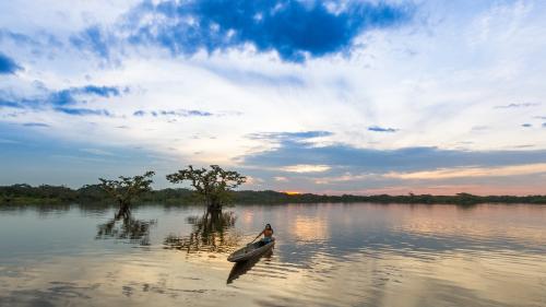Putumayo river with person on boat