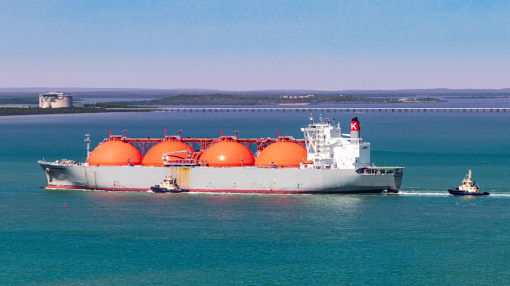 Gas tanker in the sea