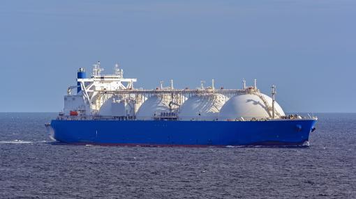 Gas tanker in open sea