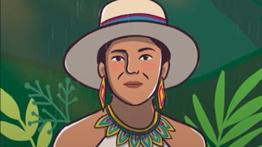 An animated Colombia woman speaks