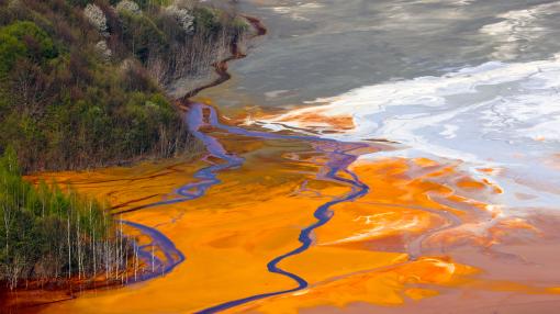 Lake contaminated by gold and copper mining