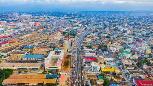 An aerial shot of Accra during the day time