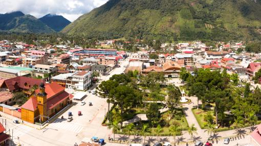 An aerial shot of Oxapampa, Perú
