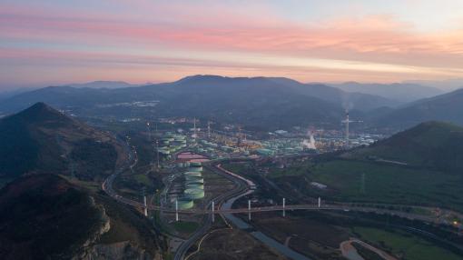 Aerial view of oil refinery