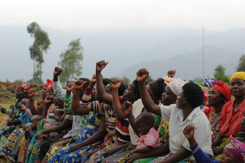 Community meeting in a Rwandan village
