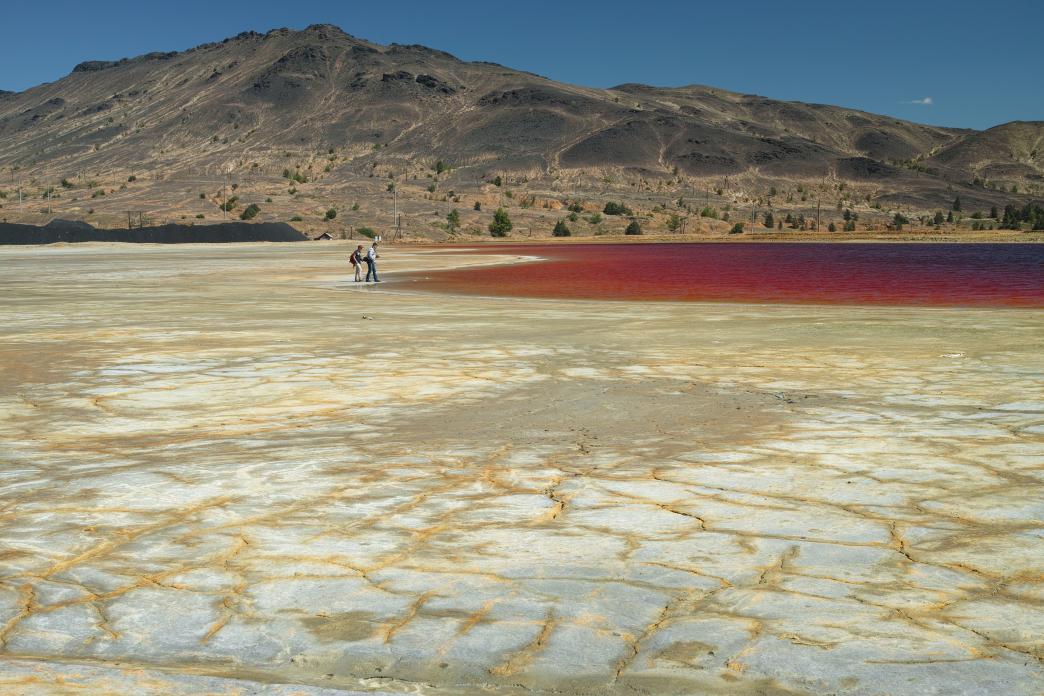 Dried up lake is contaminated with waste from the copper smelter