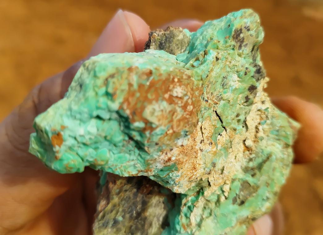 Piece of nickel in hand