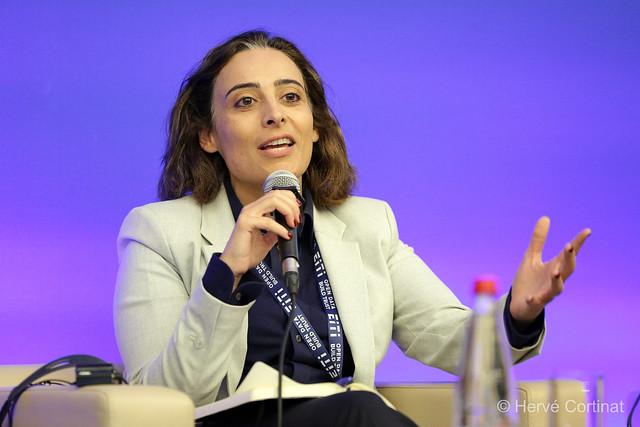 Laury Haytayan speaking at an event